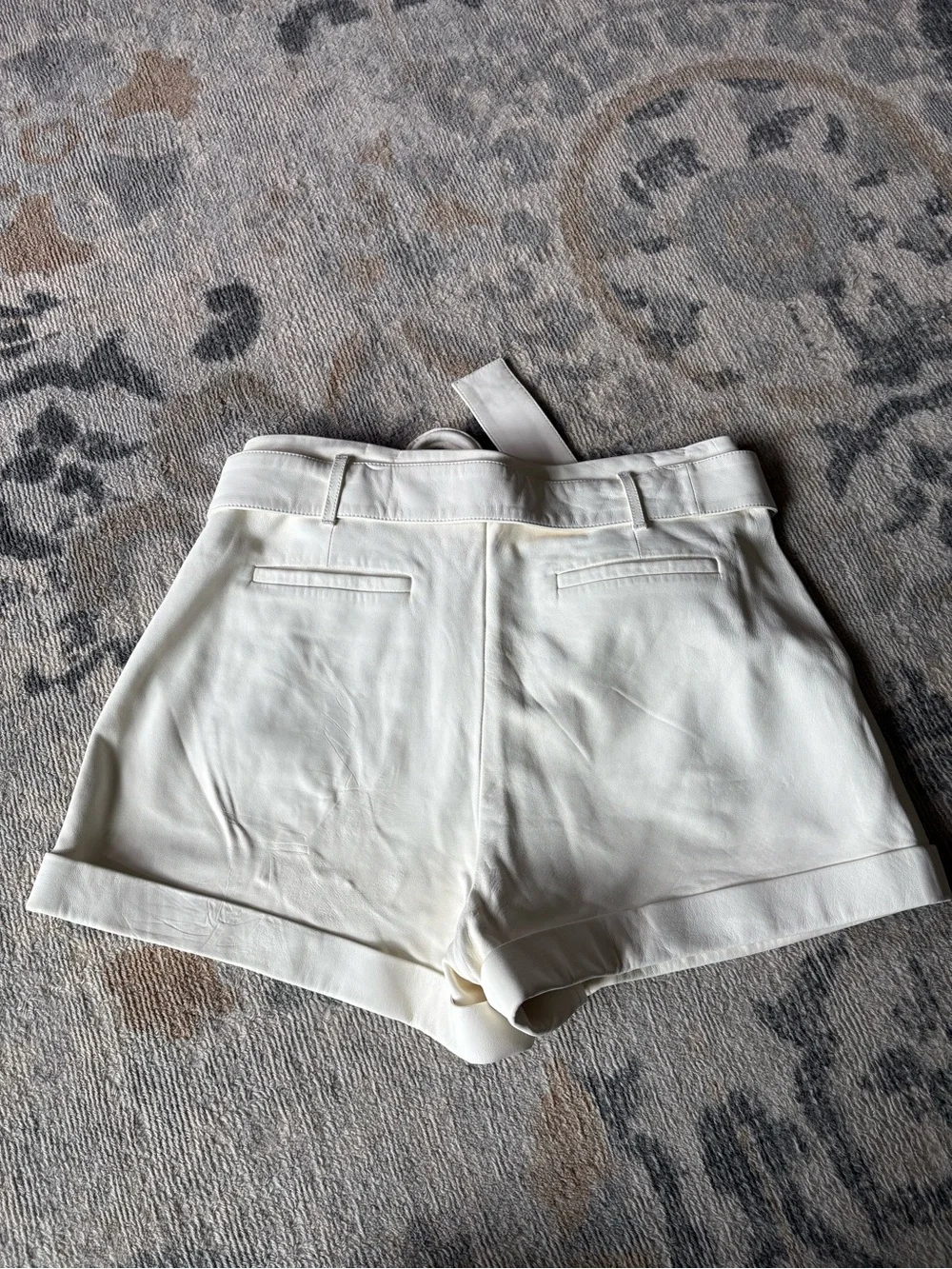 Frame leather High-Waist Cream Belted Women’s Shorts